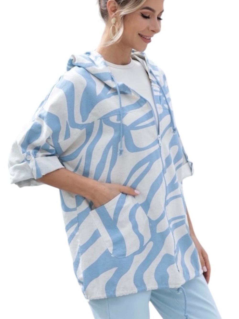 Orange Fashion Village Isabella Linen Hoodie Jacket